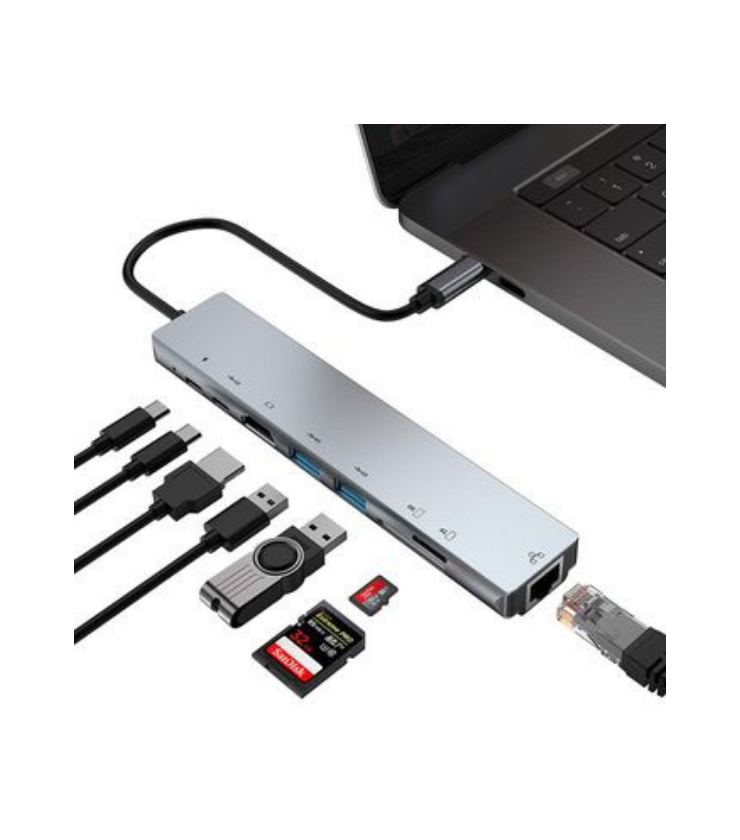 TYPE-C TO LAN+HDMI+USB 8 IN 1 ADAPTER